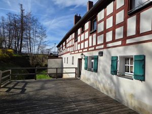 Terrasse mit Blick auf Mühle